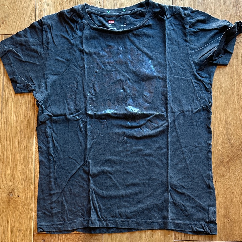 Diesel Charcoal Gray Cotton T-Shirt